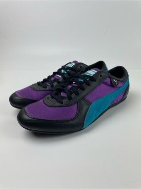 Puma Y2K Women’s Sz 7 Purple Teal Black Retro Racing Sneakers Sport Lifestyle